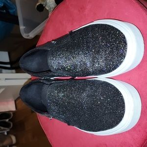 Black Glitter Slip on Vans